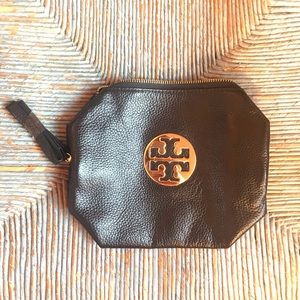 Tory Burch black and gold wristlet / clutch